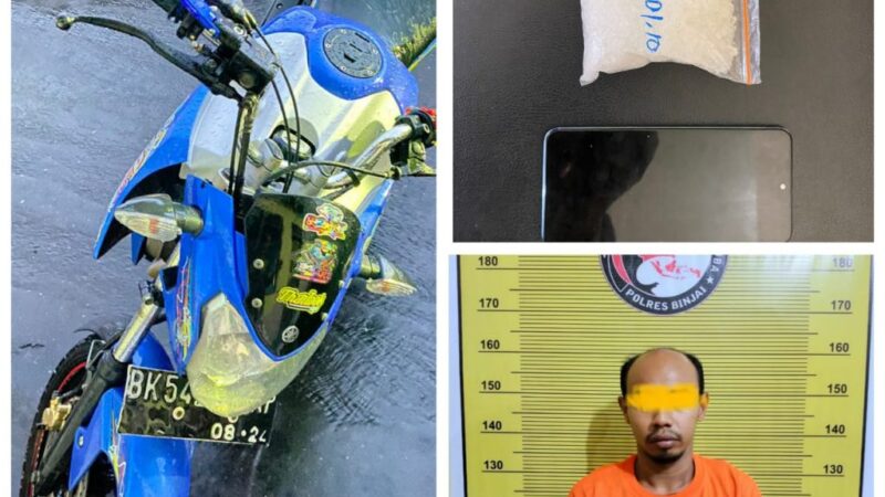 Saat Duduk Santai Diatas  Sepeda Motornya Bandar Sabu Ditangkap Polres Binjai