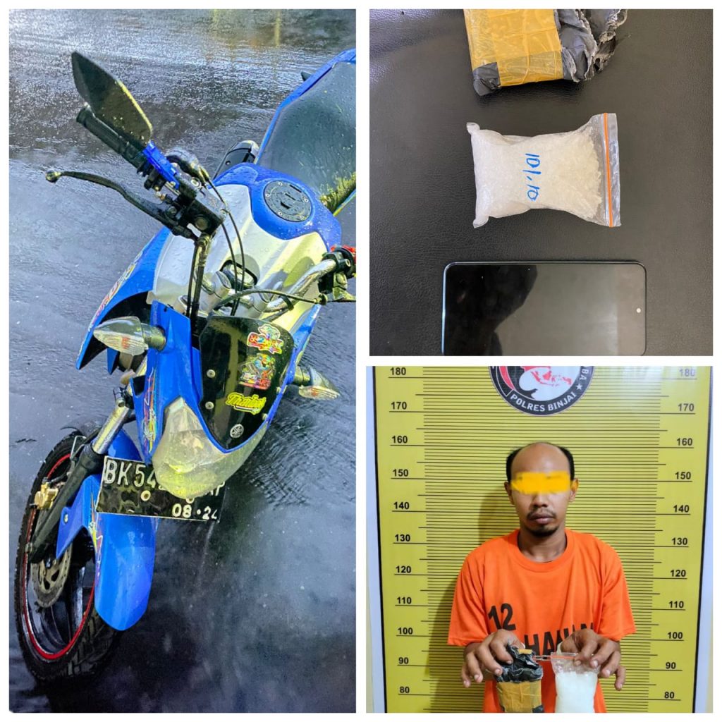 Saat Duduk Santai Diatas  Sepeda Motornya Bandar Sabu Ditangkap Polres Binjai