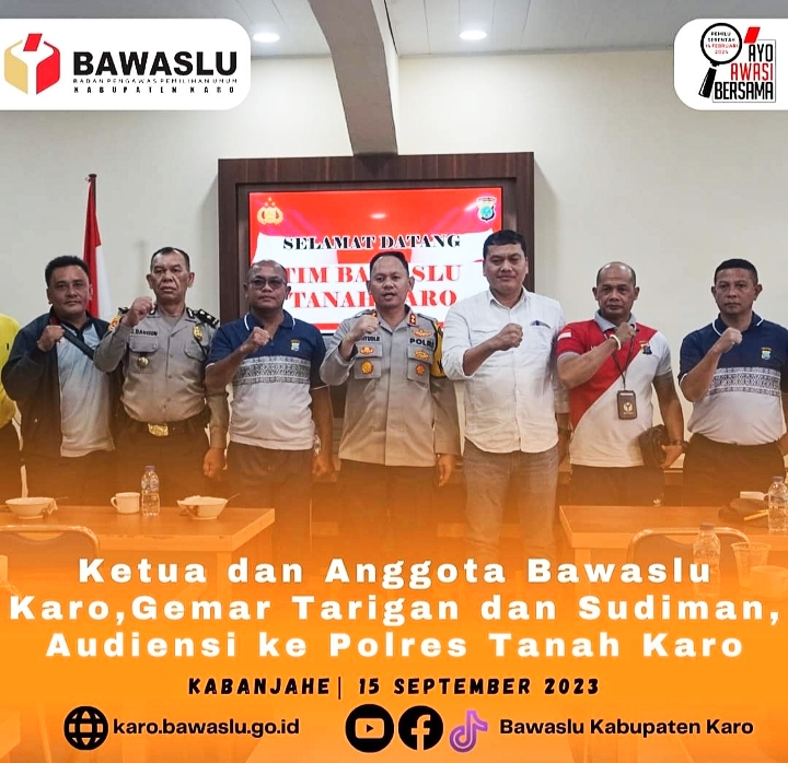 Pasca Pelantikan, Komisioner Bawaslu Karo Audiensi ke Mapolres Tanah Karo