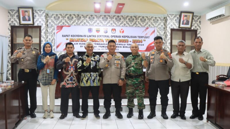 Polres Binjai Melaksanakan Rapat Koordinasi Lintas Sektoral Operasi Kepolisian Terpusat Mantap Brata Toba 2023-2024