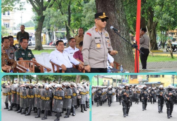 Memasuki Masa Masa Pemilu Pada Tahun 2023 – 2024 Untuk Itu Polres Binjai Melaksanakan Kegiatan Simulasi Sistem Pengamanan Kota pada Ops Mantap Brata Toba Didepan kantor KPU Kota Binjai
