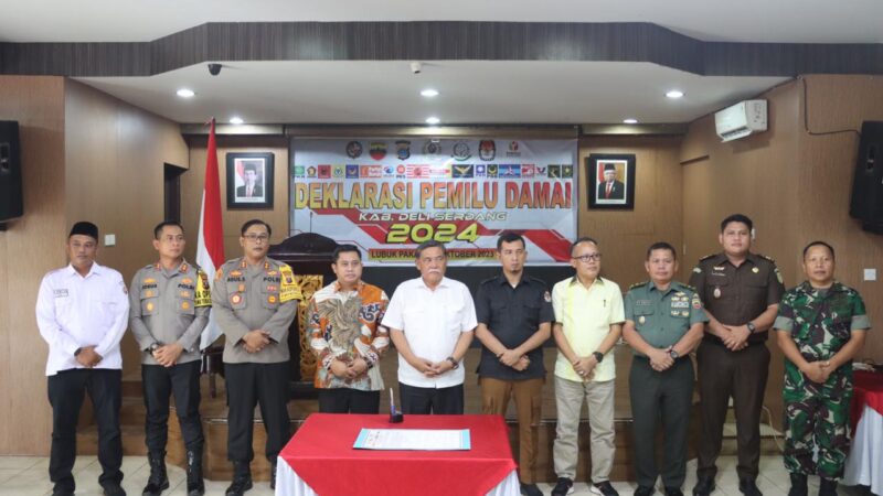 Kapolres Pelabuhan Belawan Hadiri Deklarasi Pemilu Damai Kabupaten Deli Serdang
