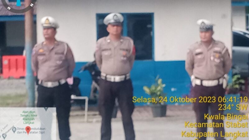 Sat Lantas Polres Langkat Melaksanaan Pos Padat Pagi Dan Pengaturan Arus Lalulintas