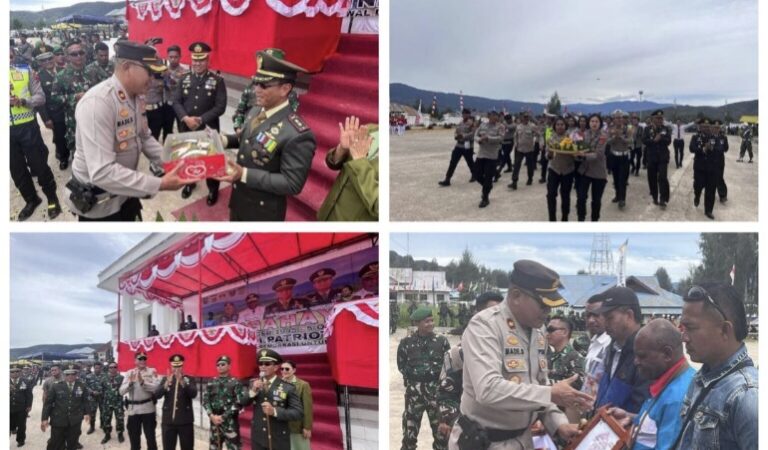 Kapolres Deiyai Dan Kapolres Paniai Memperingati HUT TNI ke-78 Dilaksanakan Di Halaman Kantor Bupati Paniai
