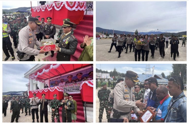 Kapolres Deiyai Dan Kapolres Paniai Memperingati HUT TNI ke-78 Dilaksanakan Di Halaman Kantor Bupati Paniai
