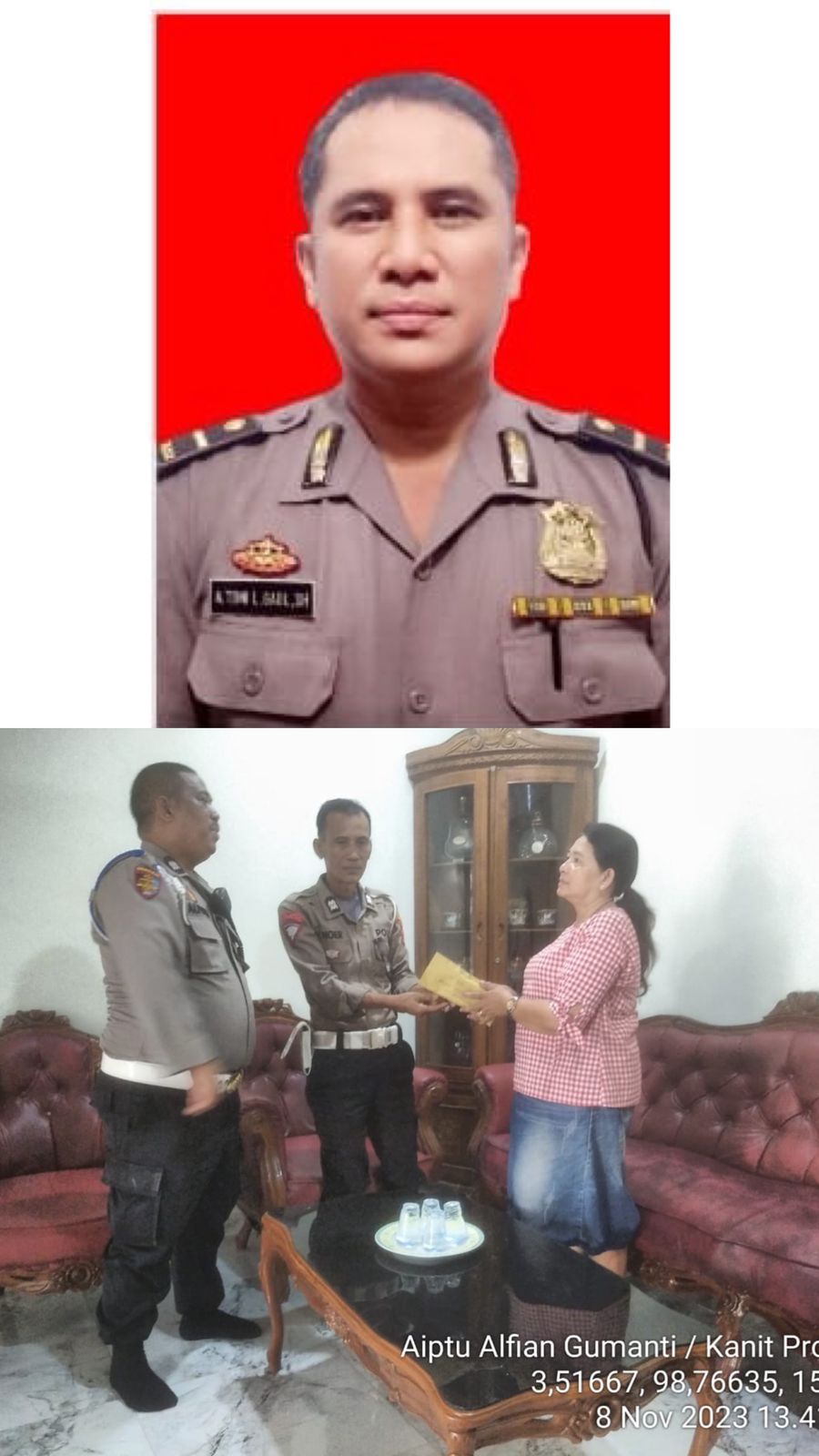 Keluarga Besar Alumni SEBA POLRI TA 1990/1991 Berikan Uang Duka Kepada Keluarga Alm.Iptu.Agustony Leonarts Lumbangaol.SH.