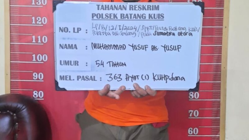 Polsek Batang Kuis Polresta Deli Serdang Berhasil Amankan Pelaku Pencurian dengan Pemberatan