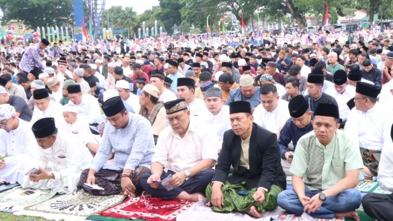 Forkopimda Kota Binjai Melaksanakan Sholat Idhul Fitri 1445H DI Lapangan Merdeka Binjai