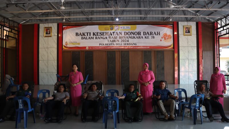 Sambut Hari Bhayangkara ke 78, Polresta Deli Serdang Adakan Bakti Kesehatan Donor Darah