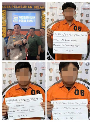 Kapolres Pelabuhan Belawan, AKBP Janton Silaban, SH., SIK., MKP., Didampingi Kasat Reskrim AKP Riffi Noor Faizal, S.Tr.K., SIK. Ungkap Pelaku Penembakan Seorang Remaja