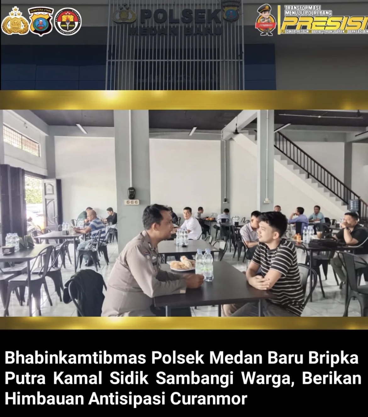 Bhabinkamtibmas Polsek Medan Baru BRIPKA Putra Kamal Sambangi Warga Berikan Himbauan Antisipasi Curanmor