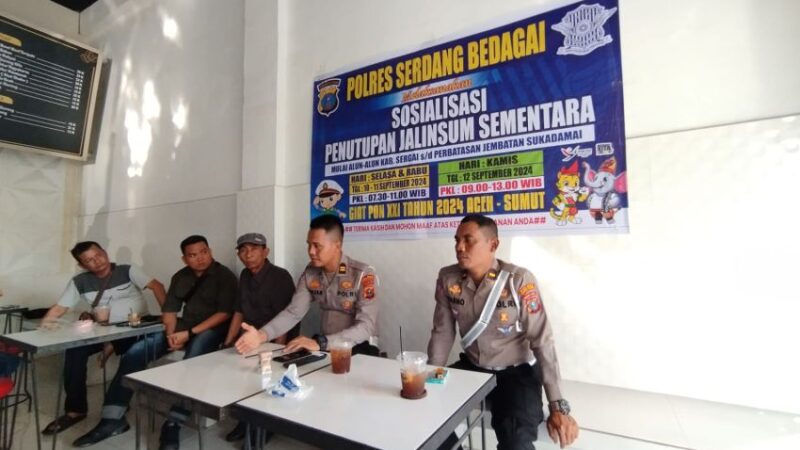 Sat Lantas Polres Sergai Sosialisasi Penutupan Jalinsum Sementara, Catat Jadwalnya!!