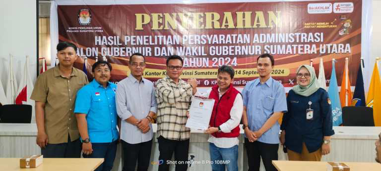 KPU Sumut Serahkan Hasil Penelitian Administrasi, 2 Paslon Memenuhi Syarat