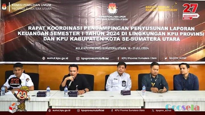 KPU Sumut Melaksanakan Rakor Pendampingan untuk Penyusunan Laporan Keuangan Semester I Tahun 2024 di Kantor KPU Sumut