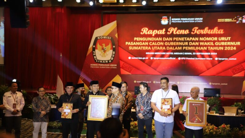 KPU Sumut Gelar Pencabutan Nomor Urut Paslon Gubernur – Wagub Di Hotel Grand Mercure