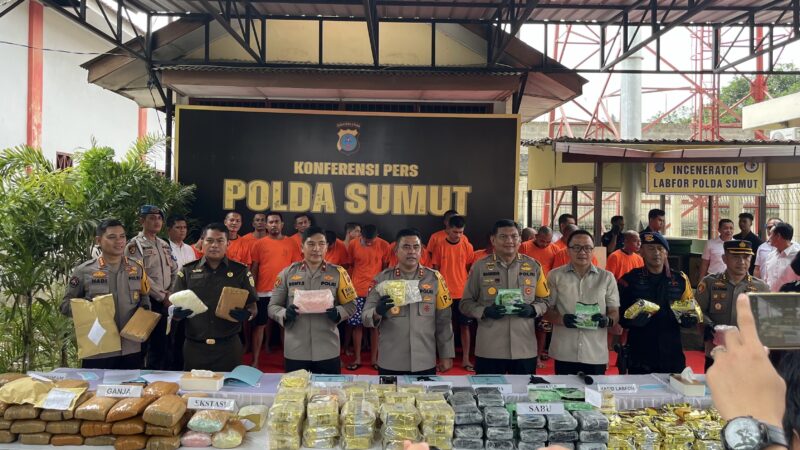Perang Melawan Narkoba: Polda Sumut Ungkap 32 Kasus dan Sita 201 Kg Sabu, 272 Kg Ganja serta 40.000 butir Ekstasi