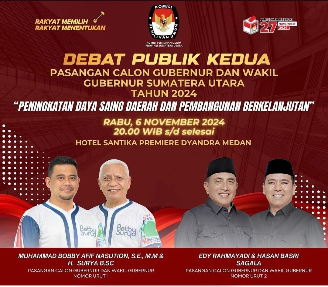 Debat Publik Kedua Pilgub Sumut 2024 Saling Ngegas Calon Gubernur Sumut Urut 1 Dan Urut 2