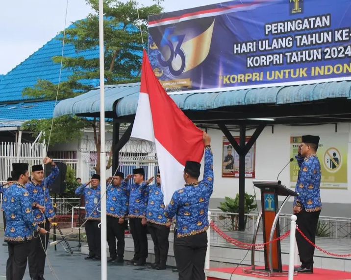 Peringati HUT Korpri ke-53, Rutan Kelas I Medan Gelar Upacara Bendera