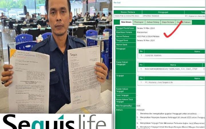 Kuasa Hukum Rustam Hamonangan Tambunan, S.H Tuntut Perusahaan Asuransi Squis Life Di PN Medan Lebih Dari 1 T