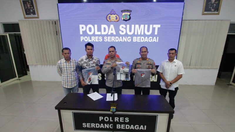 Kapolres Sergai Pimpin Gelar Press Release Kasus Curat, 1 Tersangka dapat Kenang-kenangan, 2 Buron