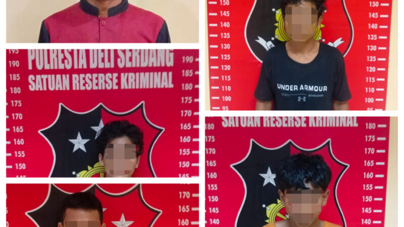 Tim Opsnal Sat Reskrim Polresta Deli Serdang Berhasil Amankan Lima Pelaku Pencurian dengan Pemberatan