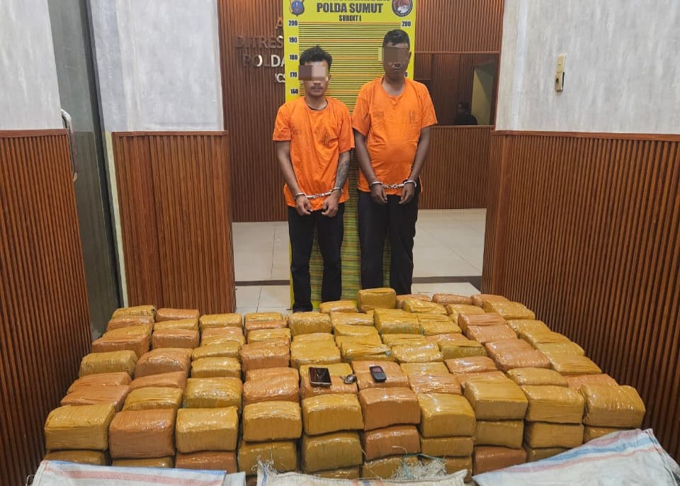 Bawa 8 Karung Ganja Seberat 255 Kg, Aksi Dua Kurir Aceh Dihentikan Paksa Timsus Polda Sumut