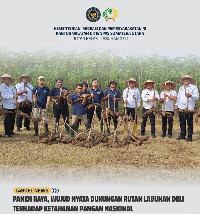 Rutan Labuhan Deli Rame-rame Panen Raya Singkong, Buktikan Sinergi Pejabat dan Warga Binaan