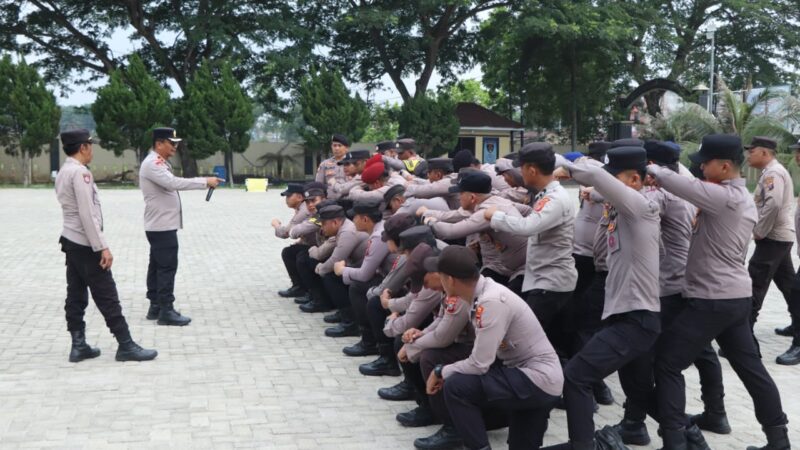 Jajaran Polres Sergai Gelar Latihan Sispam Kota, Persiapan Potensi Guantibmas