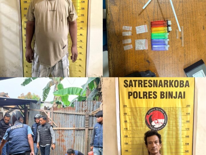 Kolaborasi Polres Binjai dengan BNNK Binjai Gerebek Sarang Narkoba, Dua Orang Diamankan
