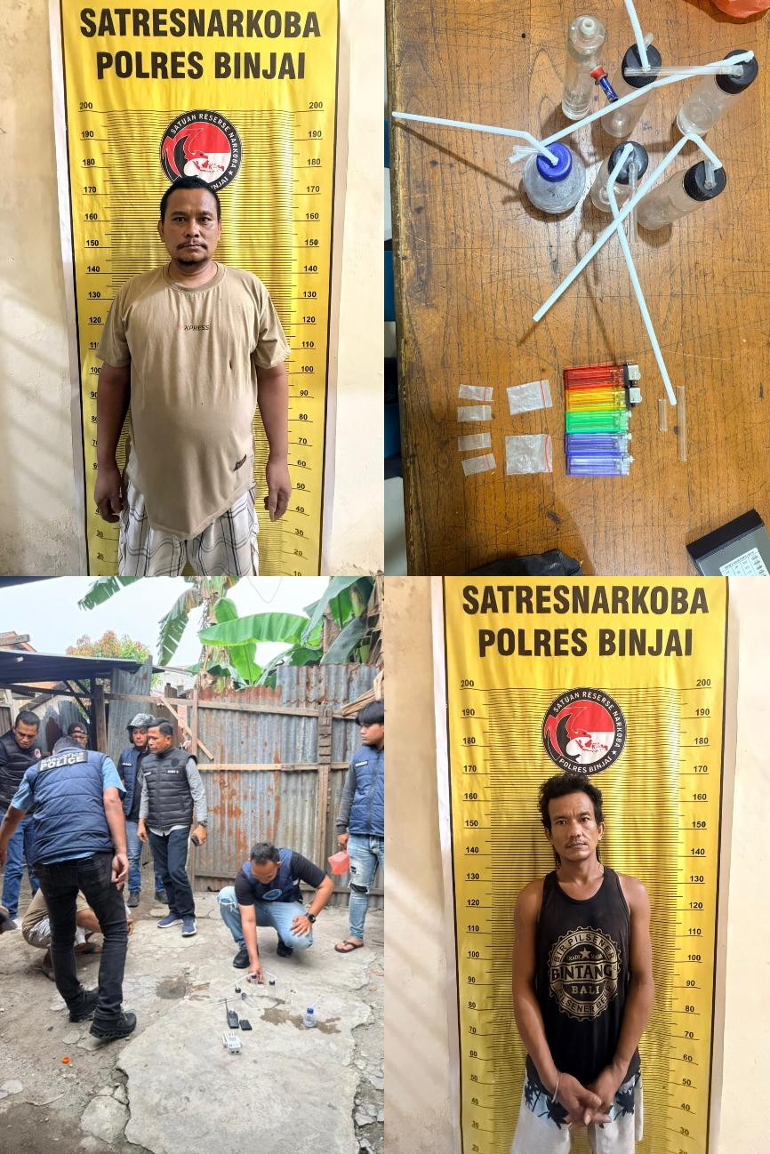 Kolaborasi Polres Binjai dengan BNNK Binjai Gerebek Sarang Narkoba, Dua Orang Diamankan