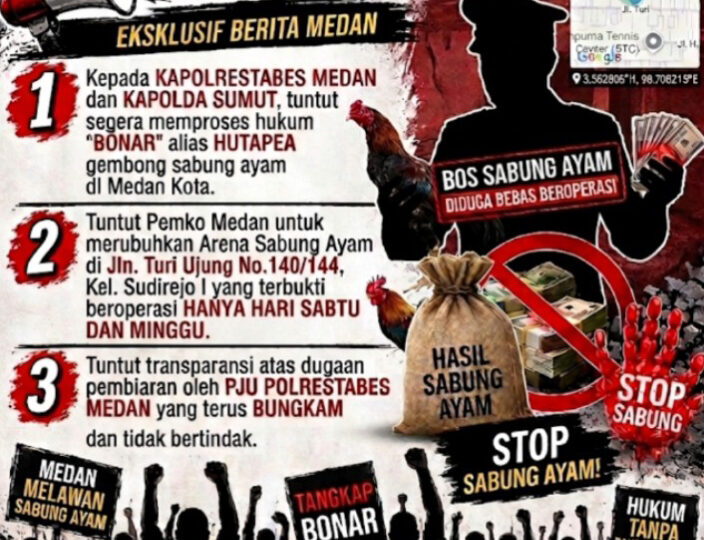 Sabung Ayam Diduga Menggila di Medan Kota, Warga Pertanyakan Ketegasan Aparat