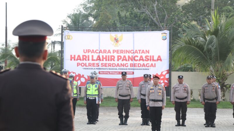 Polres Sergai Gelar Upacara Hari Lahir Pancasila 2026, Teguhkan Semangat Persatuan dan Kebangsaan