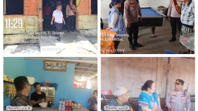 Kapolsek Medan Tuntungan Bersama Tiga Lurah Tinjau 4 Lokasi yang Diduga Menjadi Tempat Judi Tembak Ikan, Hasilnya Nihil